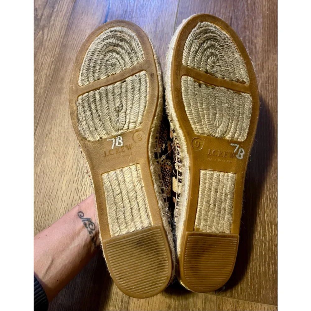 J. Crew animal print espadrille slip on loafers size 9